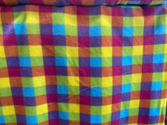 Fleece Rainbow Buffalo Plaid Multi colored Checks Fleece Fabric 60″ w, sold BTY