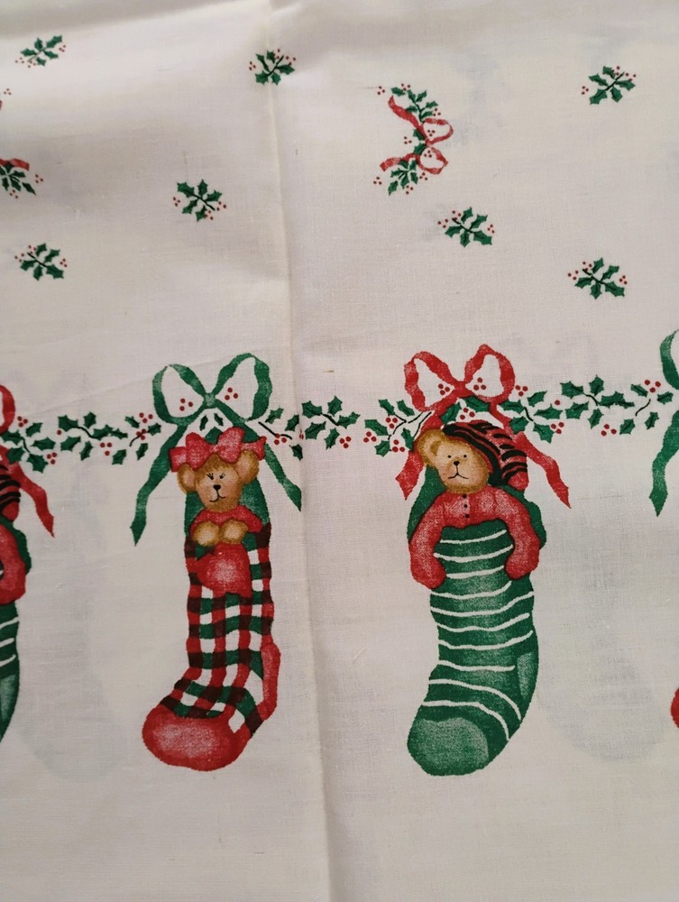 Daisy Kingdom Socks & Bows Border Fabric Christmas Stockings Bears 2 yds