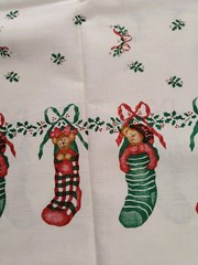 Daisy Kingdom Socks & Bows Border Fabric Christmas Stockings Bears 2 yds
