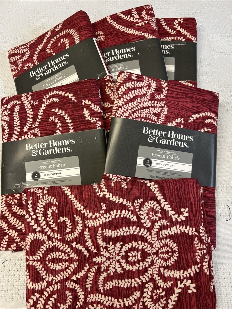 Better Homes & Gardens 2 Yrd Precut Fabric Damask Scroll Merlot