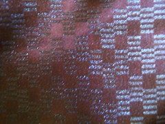 5.4yds DESIGNER FABRIC BRILLIANT COPPER SATIN w/ METALLIC GOLD BLOCKS BROCADE