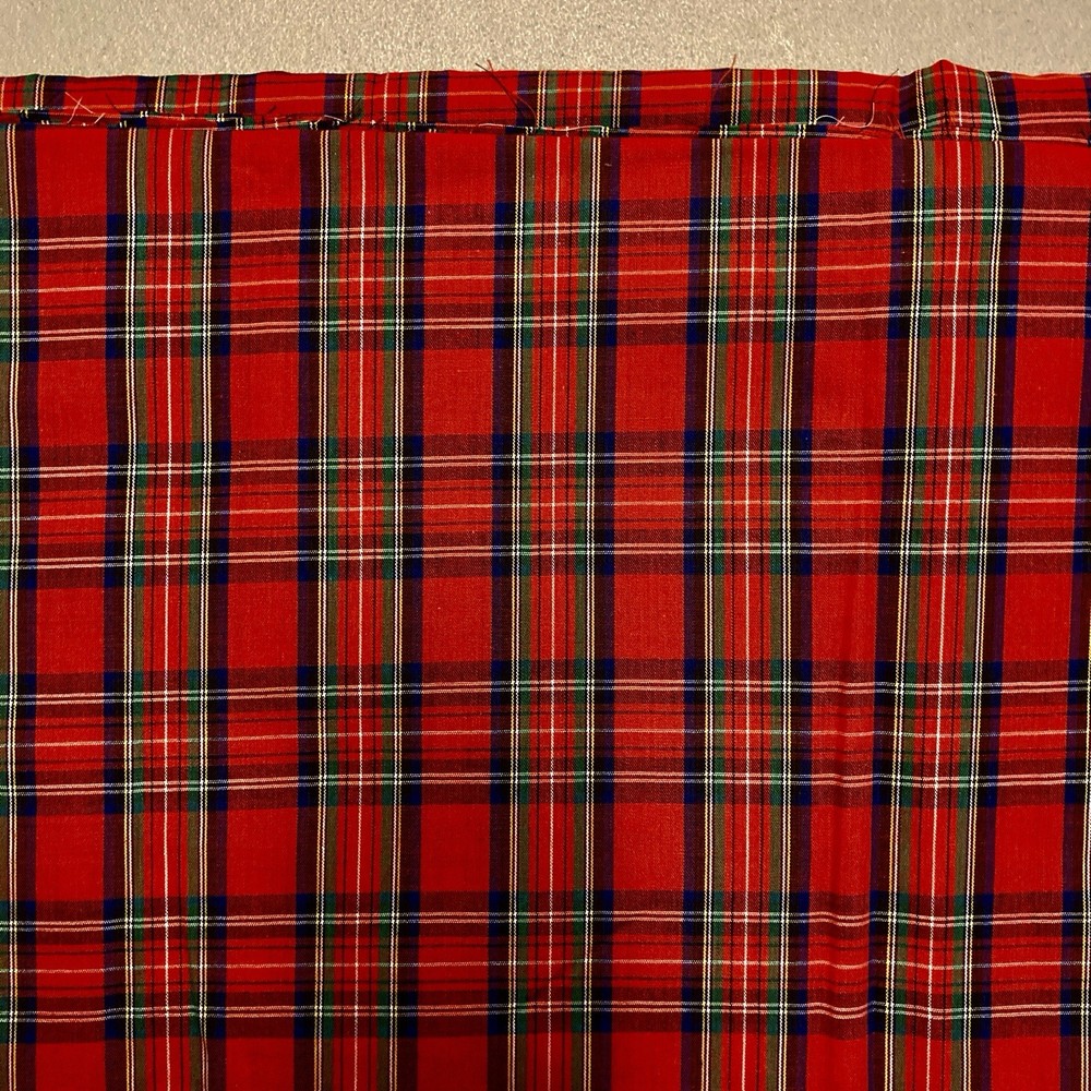 RED Royal Traditional STEWART SCOTTISH Tartan PLAID Fabric Homespun Christmas
