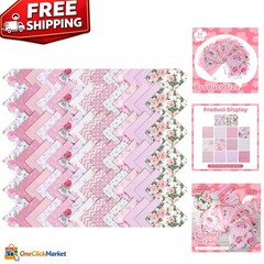 5×5 Inch Floral Cotton Charm Squares Set – 84 Pink Fabric Packs for DIY Crafting