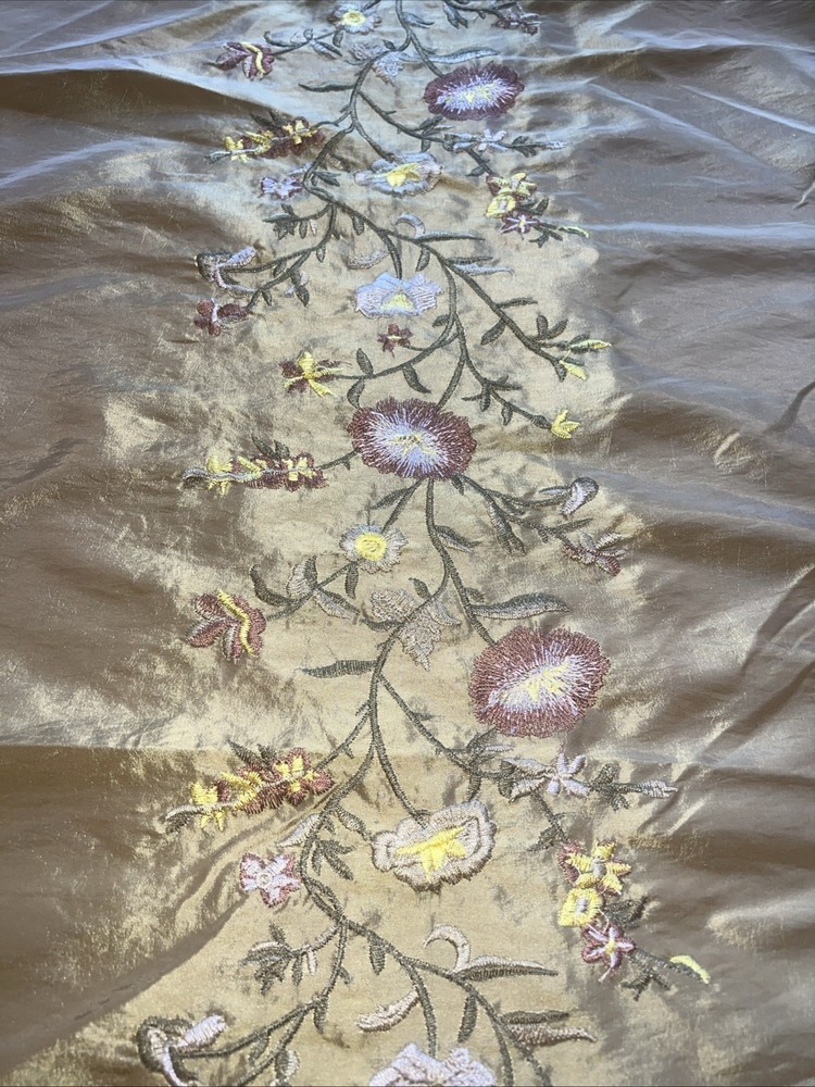 FAUX SILK FLOWERS EMBROIDERED~DRAPERY UPHOLSTERY Sold By The Yard