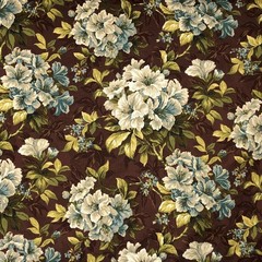 Mill Creek Floral Cotton COFFEE Brown Teal Drapery Curtain Pillow Fabric BTY