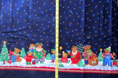 1 yd x 56″ Cotton Fabric Christmas Bear Double Border With Snowflakes & Stars