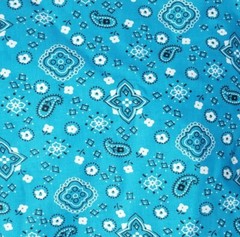 Turquoise Bandana Print Paisley Pattern Polyester Cotton 60″ Polycotton By Yard