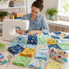 Ocean Fabric Squares 5 X 5 Inch, 42 Pcs 100% Cotton Charm Pack Fabric