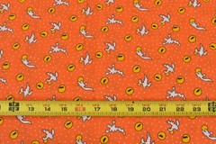 By 1/2 Yd, Vintage, Halloween-Theme Ghosts & Bats on Orange Quilt Cotton, V640