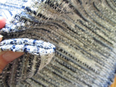 Decorators Upholstery Fabric Metaphores Blues Black Grey Ivory Striated 7.88Yd