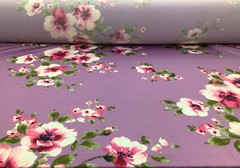 Printed DTY Spandex Stretch Apparel Fabric Lavender Fuchsia Pink Floral I221