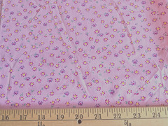 MULTI FLORAL PRINT ON PINK 100% COTTON FABRIC 18X43 INCHES REMNANT