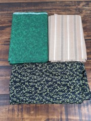 Lot of Fabric, Leaves and Stripes, greens and brown, 3lb 7oz