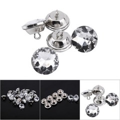 Diamante Silver Rhinestone Crystal Round Buttons Sewing Craft (20mm) CHU