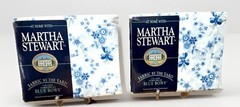 Vintage Martha Stewart Blue Bows Floral Fabric 2 Panels 55×108 NOS Cotton Blend