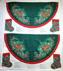 2 Cranston Christmas Tapestry Tree Skirt Fabric Panel Stocking Reindeer Pinecone