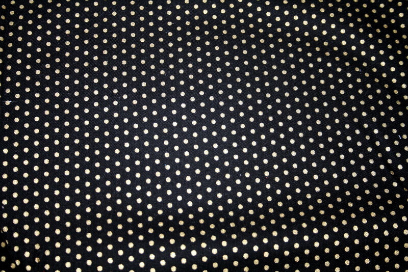 SPOT ON METALLIC-GOLD DOTS ON BLACK FROM KAUFMAN- 100% COTTON FABRIC