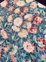 VINTAGE COTTAGE FLORALS Cotton Fabric 30 x 66″ Pink Mums Peonies Blue Green