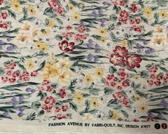 Vtg Floral Fabric By Fashion Ave For Fabri-Quilt Maroon Yellow Green Cream BTHY