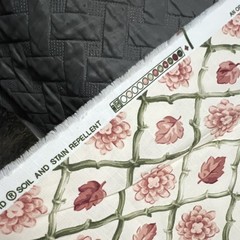 Vintage Bloomcraft Floral Soil & Stain Repellent Fabric Cream Pink Green P-520