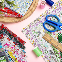 1200 Pcs 4 X 4 Inches Cotton Fabric Bundle Floral Precut Fat Squares Scraps Cott