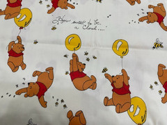 Vintage 1970s Sears Pooh How Sweet to be a Cloud Fabric 36″ X 44″ Medium Weight