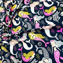 Spandex Fabric Mermaids Print 4-way Stretch 60″ wide Swimsuit By the Yard