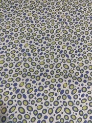 “Go Girl” Ovals & Polka Dots Fabric Remnant By Top Drawer Blue Green And White