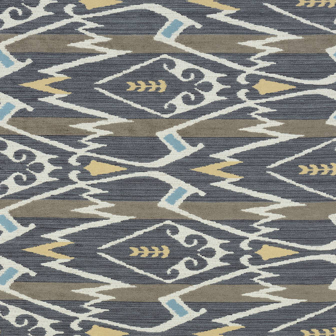 Thibaut Large Scale Ikat Stripe Crypton Fabric- Nomad / Charcoal 3.30 yds W73366