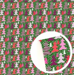 Christmas FAUX LEATHER SHEET 8.75″ x 12″ 1107952 Trees Kitschy SMOOTH TEXTURE