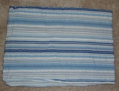 Blue Stripe Searsucker Woven Fabric – 1 3/8+ yards – Cotton/Polyester Blend