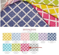 1.5YD QUADRILLE Shanghai Raspberry White Hand Screen Print 55% Linen Fabric