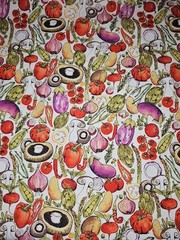 100% Cotton Packed Vegetables Watercolor Cooking Food Fabric FQ Fat Quarter