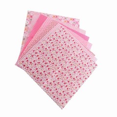 7-Pack 25x25cm Cotton Fabric DIY Assorted Pre-Cut Bedding Kit (Pink)