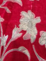 VTG 90s Red Floral Burnout Velvet Fabric 55″ Wide 4.94 Yards