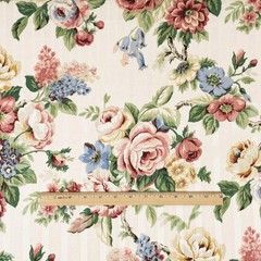 Vintage Mill Creek Floral Pastel MULTI Pink Cotton Drapery Pillow Fabric BTY
