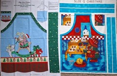 VTG LOT CHRISTMAS FABRIC PANELS Spring Mills SNOWMEN Aprons DEER Santa Cut & Sew