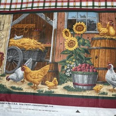 1.5 Yards Cranston COUNTRY Chickens BARN COUNTY FAIR Double BORDER COTTON FABRIC