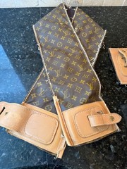 Authentic Louis Vuitton Monogram Vachetta 2 pc 47″ X 6″ Fabric Luggage Scraps