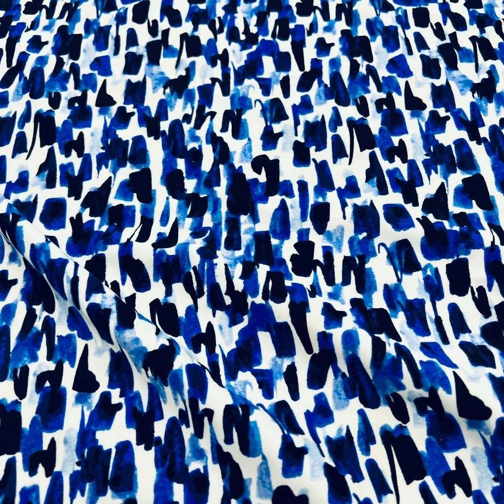 Abstract Watercolor Blue print Nylon Spandex Fabric Stretch by the Yard Swimwear