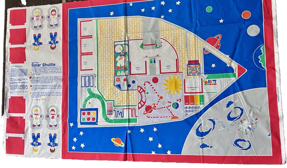 VTG 1988 Learning Line Space Race Solar Shuttle Playmat 60″x 35″