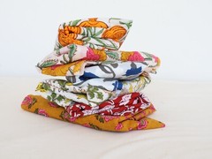 Handprinted Floral Fabrics and Cotton Scrap Bundles Vintage Fat Quarter Bundle