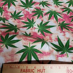 Marijuana Weed Cannabis Multi Color Green/Red Cotton 58″ wide Fabric BTY