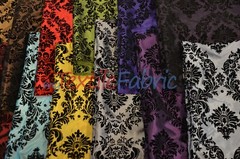 Damask Flocking Taffeta Fabric | Flocking Velvet Damask on Taffeta Fabric | 60″