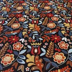 Fabric Ikea Inga Leo 2014 Home Decor Floral Large Print on Black Sweden