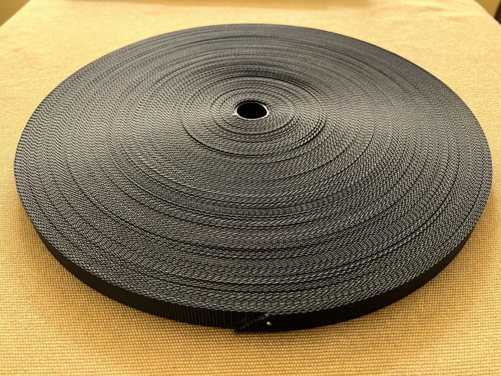 Black Polypropylene 5/8″ Webbing 100 Yard Roll Free Shipping