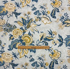 BALLARD DESIGNS WELLING BLUE JACOBEAN FLORAL DESIGNER FABRIC BY YARD 54″W