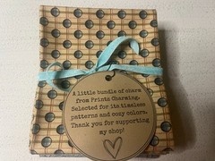 Brown Gold Teal Neutral Fabric Curated Bundle 5 Fat Quarters
