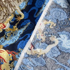 Cotton Fabric Cloth Chinese Dragon Printed for Costume Handmade Crafts Sew Retro