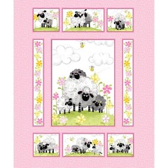 Susybee MAMA LAL the LAMB Panel Pink Quilt Fabric ~ 36″ x 43/44″ #SB20300-520